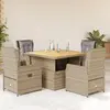 Image de Ensemble à manger VIDAXL 5 pcs Beige poly rotin