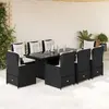 Image de vidaXL Ensemble de jardin 9 pcs - Noir résine tressée