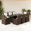 Image de Vidaxl Ensemble à manger jardin 9 pcs - Marron poly rotin