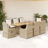 Image de Ensemble à manger vidaXL 9 pcs - Poly rotin beige