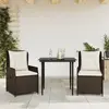 Image de vidaXL Ensemble à manger 3 pcs avec coussins - Résine tressée