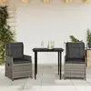 Image de vidaXL Ensemble à manger de jardin 3 pcs - Gris