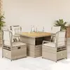 Image de vidaXL Ensemble à manger de jardin avec coussins 5pcs Beige poly rotin