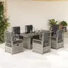 Image de vidaXL Ensemble à manger avec coussins 7 pcs - Gris