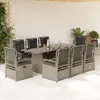 Image de vidaXL Ensemble à manger de jardin - Rotin - Gris clair - 9 pcs