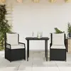 Image de vidaXL Ensemble à Manger de Jardin Coussins 3 pcs Noir