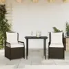 Image de vidaXL Ensemble à manger de jardin 3 pcs marron poly rotin