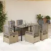 Image de vidaXL Ensemble à manger de jardin 7 pcs - Poly rotin beige