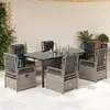 Image de vidaXL Ensemble à manger de jardin 7 pcs - Résine tressée - Gris clair