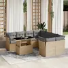 Image de Vidaxl Salon de Jardin avec Coussins 9 pcs - Beige / Résine Tressée