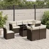 Image de vidaXL Salon de jardin avec coussins 9 pcs marron résine tressée