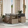 Image de VidaXL Salon de Jardin 5 Pcs avec Coussins - Beige - Résine Tressée