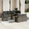 Image de vidaXL Salon de jardin 9 pcs avec coussins gris résine tressée