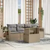 Image de VidaXL Salon de jardin 5 pcs - Résine tressée beige