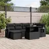 Image de vidaXL Ensemble salon de jardin 7 pcs avec coussins - Résine tressée noire