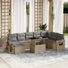 Image de vidaXL Salon de jardin avec coussins 9 pcs - Beige
