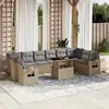 Image de vidaXL Salon de jardin - 11 pcs avec coussins - Beige