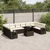 Image de vidaXL Salon de jardin 11 pcs marron Résine tressée