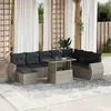 Image de vidaXL Salon de jardin 9 pcs avec coussins - Gris clair