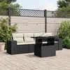 Image de vidaXL Salon de jardin - 5 pcs - Noir Résine tressée