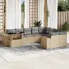Image de VIDAXL Salon de jardin - Beige, résine tressée avec rangement intégré