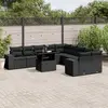 Image de vidaXL Salon de jardin 11 pcs coussins noir