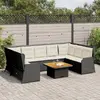 Image de VidaXL Salon de Jardin - 7 pièces - Noir Résine Tressée