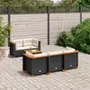 Image de vidaXL Salon de jardin 6 pièces - Résine tressée noir