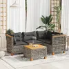 Image de vidaXL Salon de jardin 5 pcs gris résine tressée