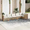 Image de vidaXL Salon de jardin avec coussins 6 pcs - Beige résine tressée