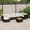 Image de Salon de jardin résine tressée avec coussins VIDA XL - Noir