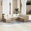 Image de Salon de jardin vidaXL 7 pièces avec coussins - Résine tressée beige