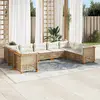 Image de vidaXL Salon de jardin avec coussins 9 pcs - Beige