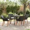 Image de vidaXL Ensemble de salle à manger pour jardin 5 pcs Noir polyrotin