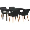 Image de vidaXL Ensemble de salle à manger pour jardin 5 pcs Noir polyrotin