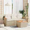 Image de VidaXL Salon de Jardin 4 Pcs avec Coussins - Beige - Résine Tressée