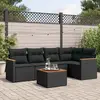 Image de Salon de Jardin VIDAXL Salon 6 pcs avec Coussins - Noir Résine Tressée
