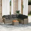 Image de vidaXL Salon de jardin gris 7 pcs résine tressée