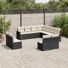 Image de vidaXL Salon de jardin 11 pcs - Noir - Résine tressée