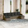 Image de vidaXL Salon de jardin avec coussins 7 pcs - Gris Résine Tressée