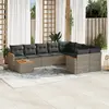 Image de vidaXL Salon de jardin 10 pcs - Résine tressée gris