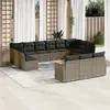 Image de vidaXL Salon jardin 13 pcs gris résine tressée