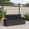 Image de vidaXL Salon de jardin résine tressée noir 3 pièces