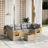 Image de vidaXL Salon de jardin 7 pcs résine tressée beige avec coussins