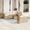 Image de vidaXL Salon de Jardin 10 pcs Résine Tressée Beige