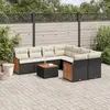 Image de vidaXL Salon de jardin 9 pcs - Coussins noir résine tressée
