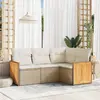 Image de vidaXL Salon de jardin 4 pcs avec coussins - Beige