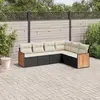 Image de Salon de jardin vidaXL 6 pièces - Résine tressée - Coussins noirs