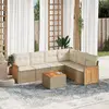 Image de vidaXL Ensemble de jardin 7 pcs avec coussins - Beige Résine Tressée