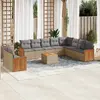 Image de vidaXL Salon de jardin 11 pcs avec coussins beige résine tressée